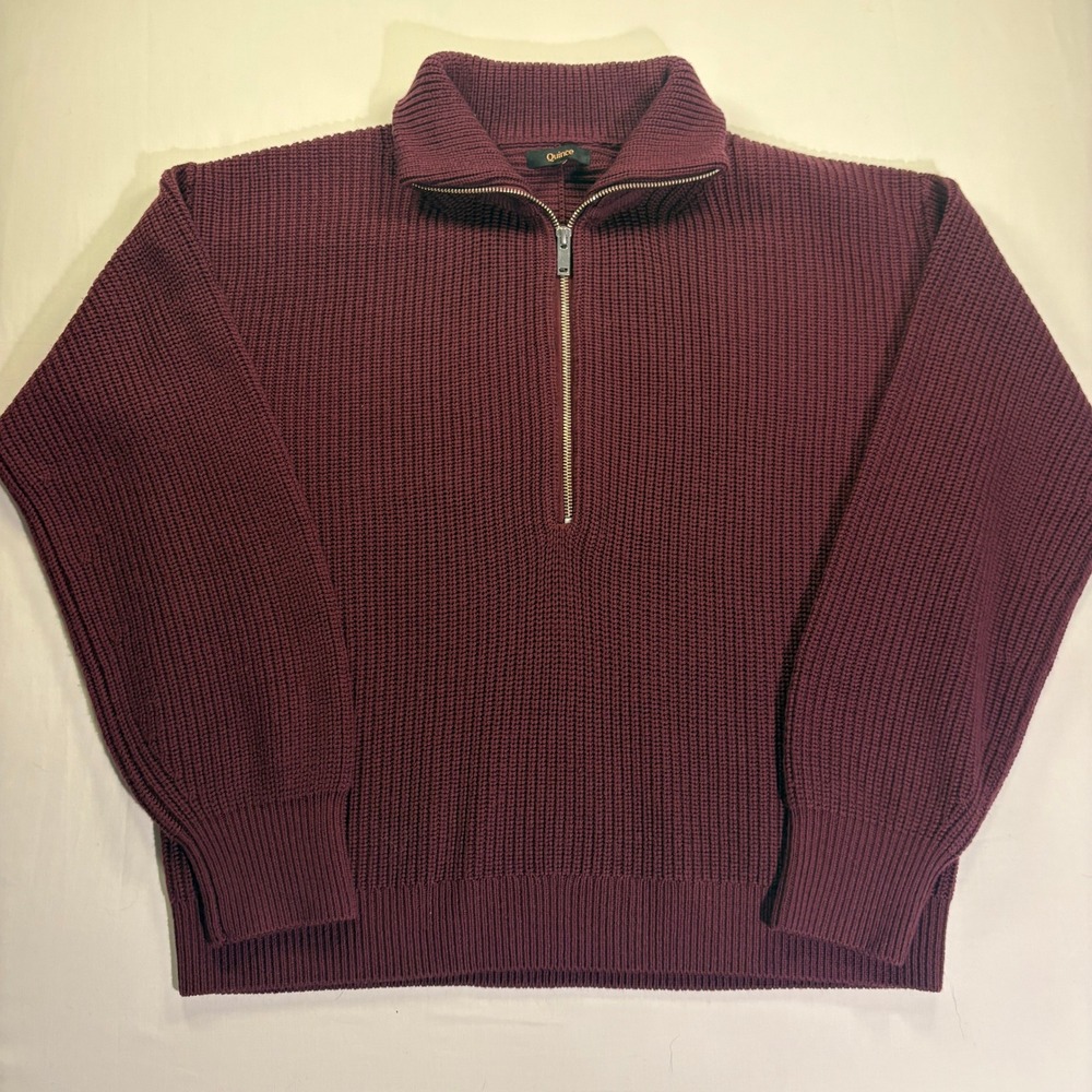 Quince Australian Merino Wool Half Zip Sweater Barolo Burgundy M LB110459